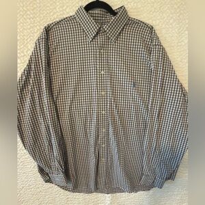 Ralph Lauren Men's Brown and White Check Button-Down Shirt 1XB